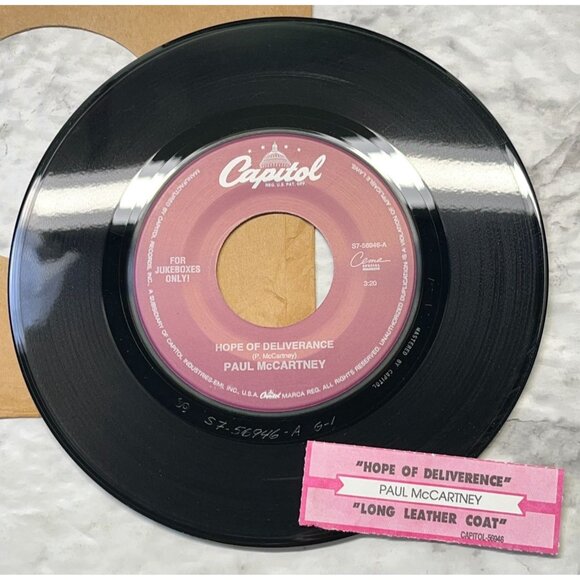 Paul McCartney Hope of Deliverance / Long Leather Coat 45 Rock Vinyl Beatles - Picture 5 of 6